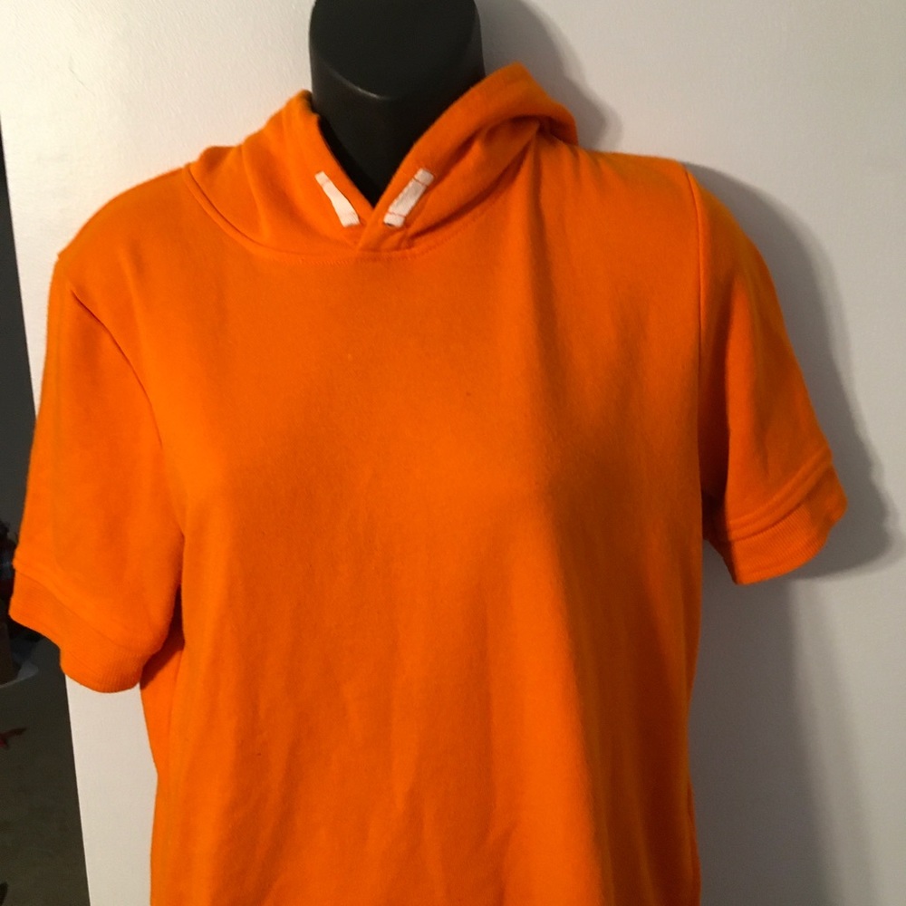 Very nice orange short sleeve men hoodie